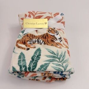 2pc CHRISTIAN LACROIX Tiger Print 100% Cotton Bath Hand Towel Set -Cassian Ti…